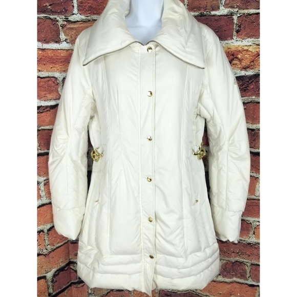Guess Jackets & Blazers - Guess Ivory Quilted Puffer Down Coat L